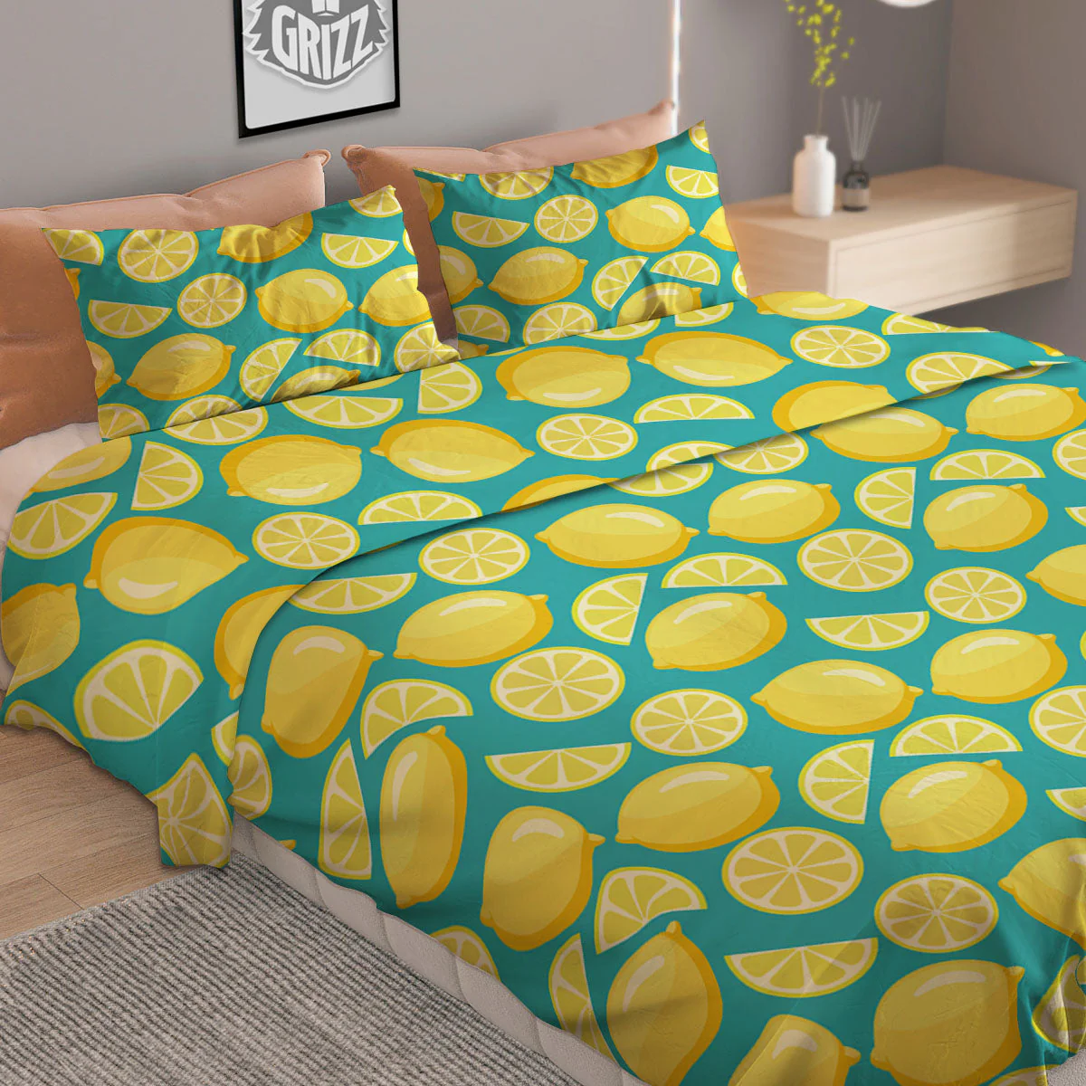 Slices Lime Print Pattern Duvet Cover Bedding Set - Image 2