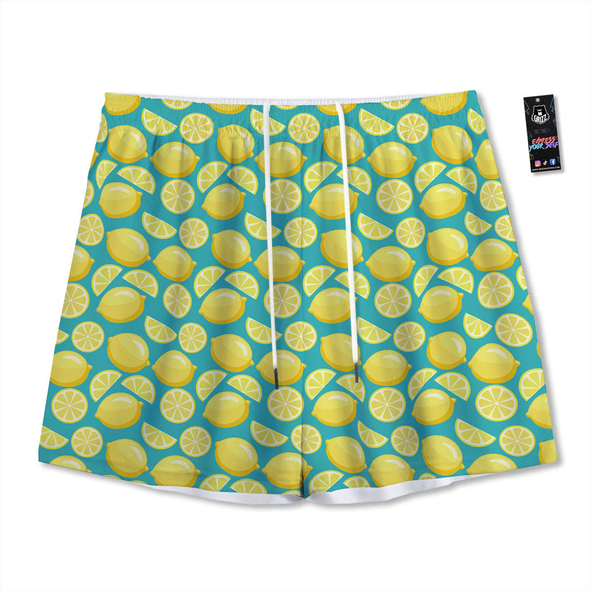 Slices Lime Print Pattern Mesh Shorts