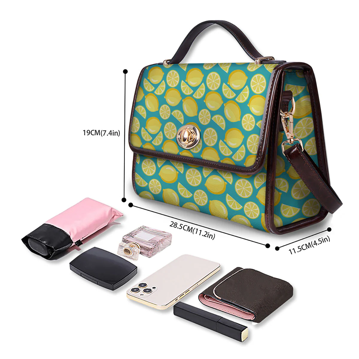 Slices Lime Print Pattern Women's Satchel Bag - Image 4