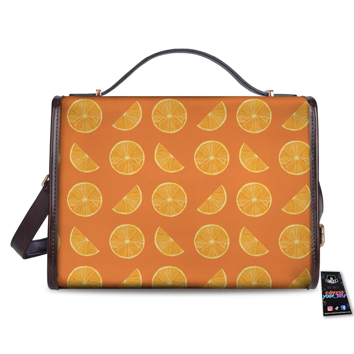 Slices Orange Print Pattern Women's Satchel Bag - Image 2