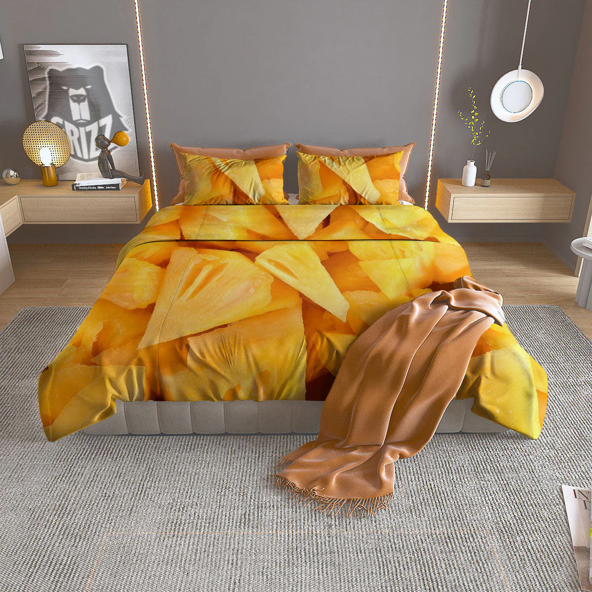 Slices Pineapple Print Duvet Cover Bedding Set
