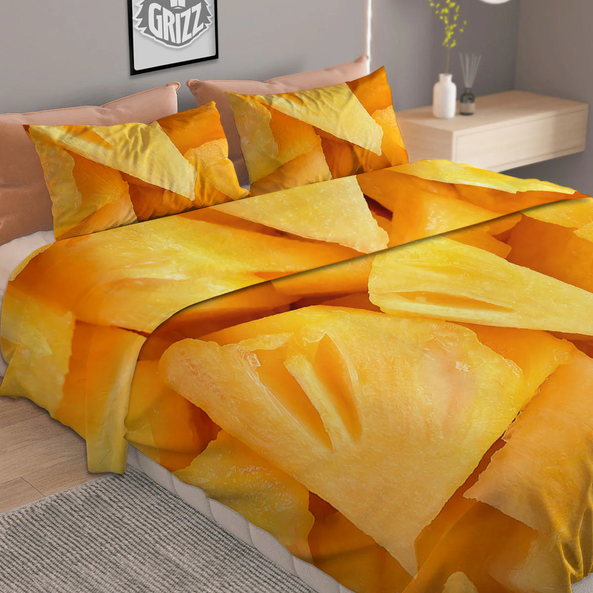 Slices Pineapple Print Duvet Cover Bedding Set - Image 2