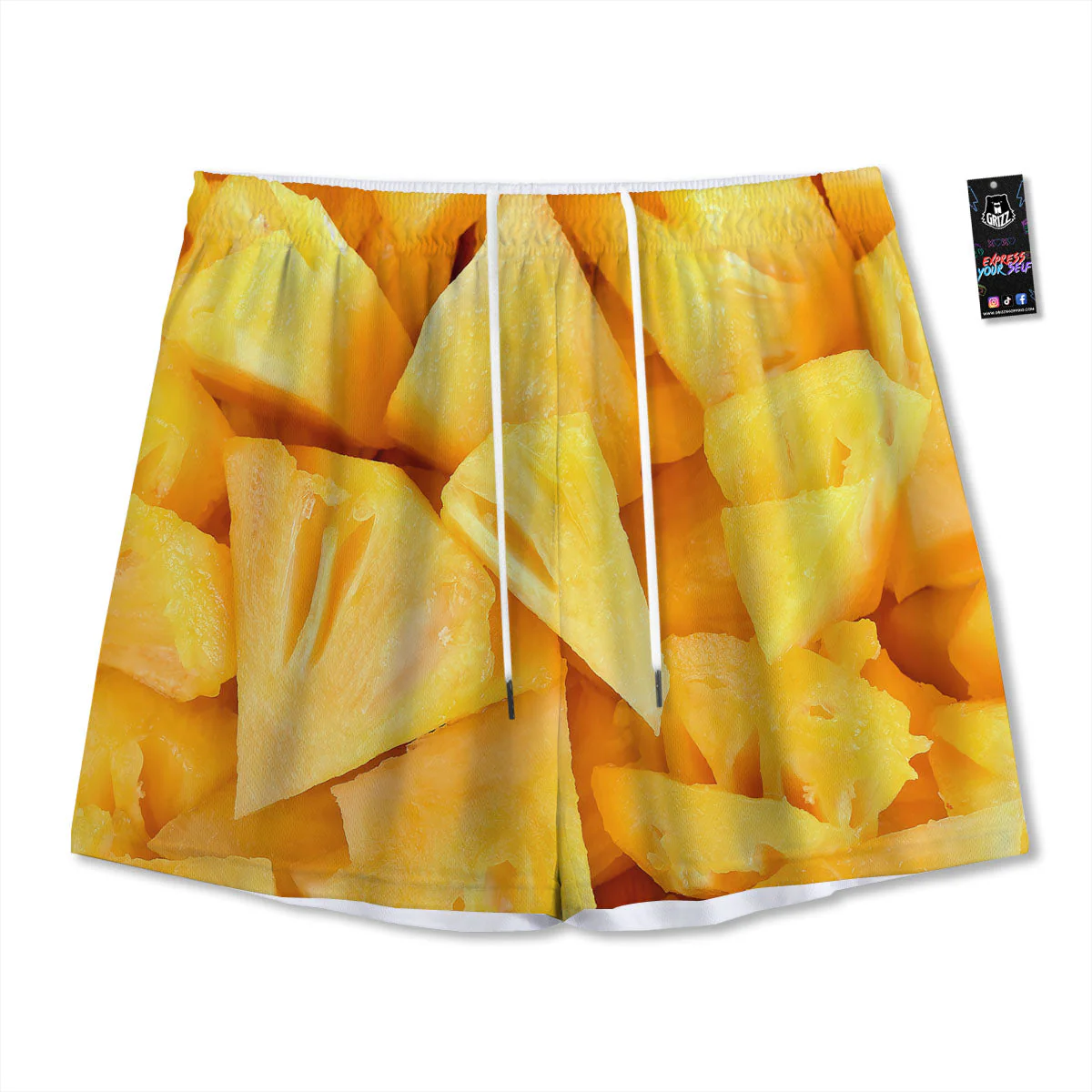 Slices Pineapple Print Mesh Shorts