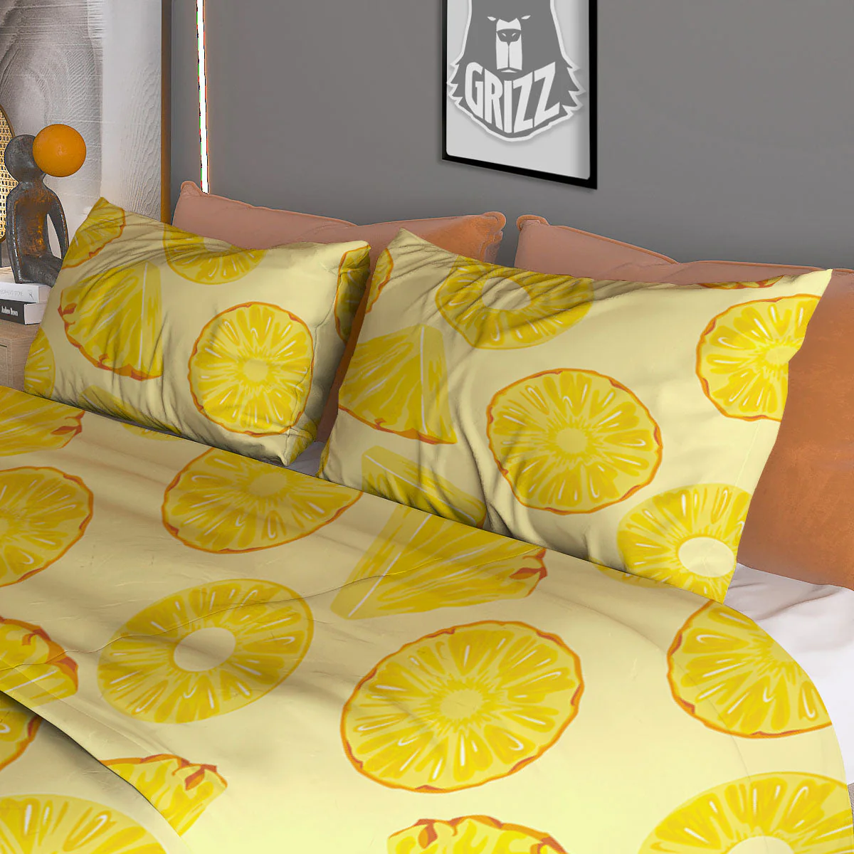 Slices Pineapple Print Pattern Duvet Cover Bedding Set - Image 3