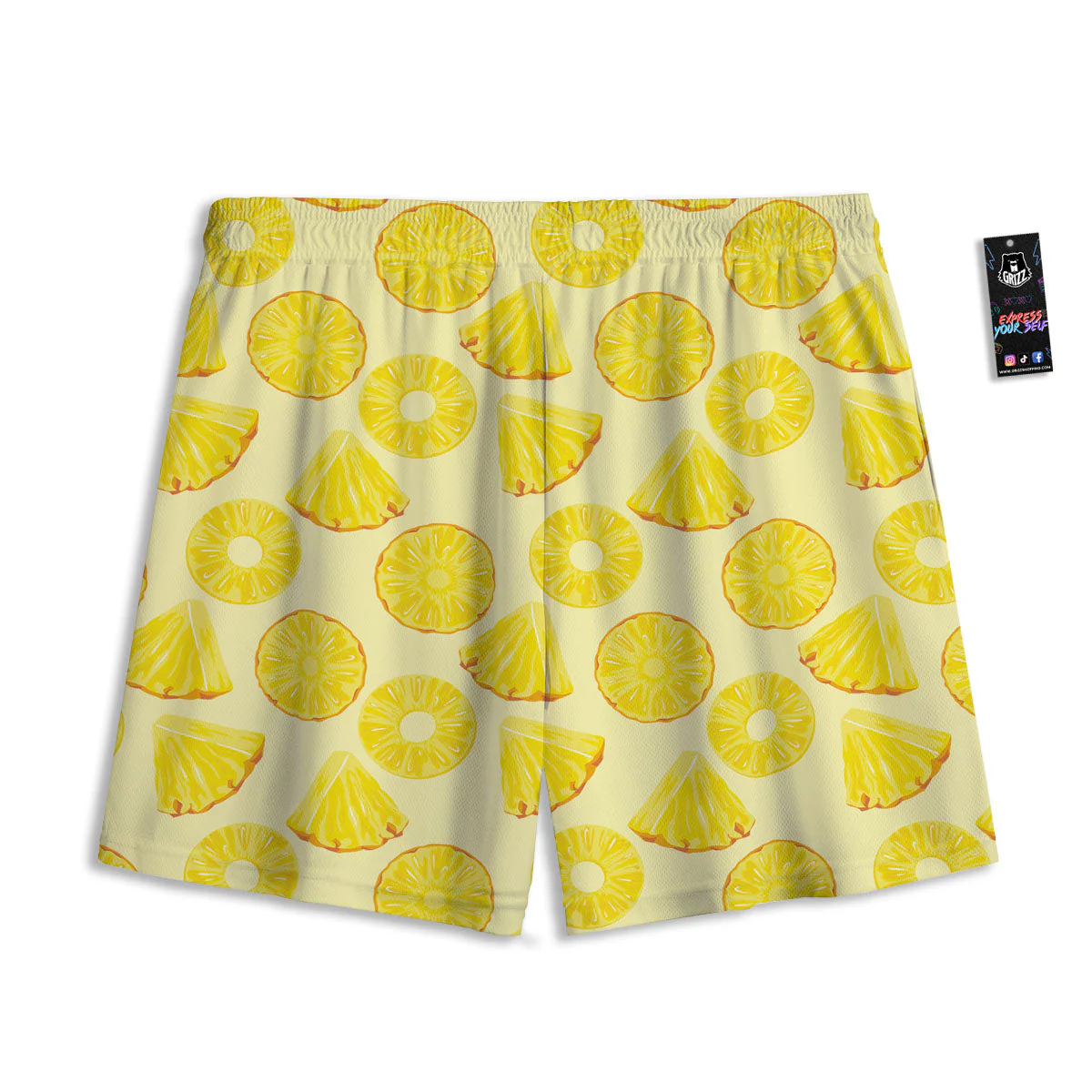 Slices Pineapple Print Pattern Mesh Shorts - Image 2