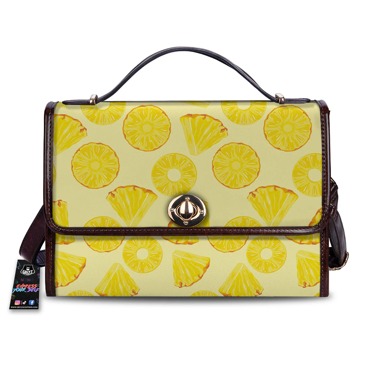 Slices Pineapple Print Pattern Women's Satchel Bag