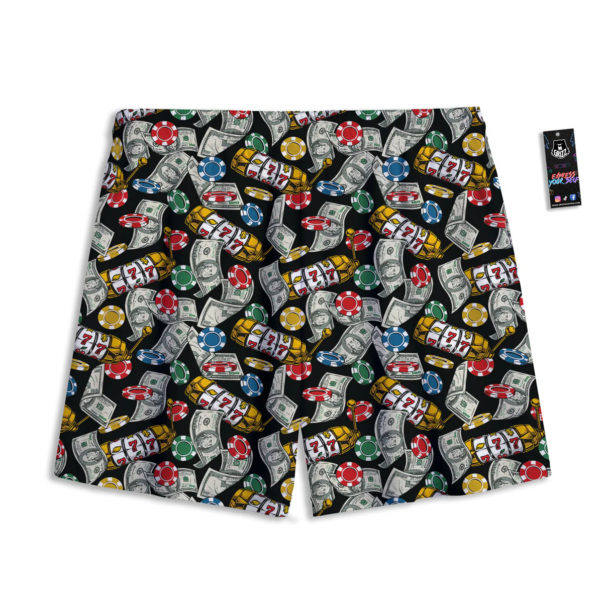 Slot Machines Casino Print Pattern Mesh Shorts - Image 2
