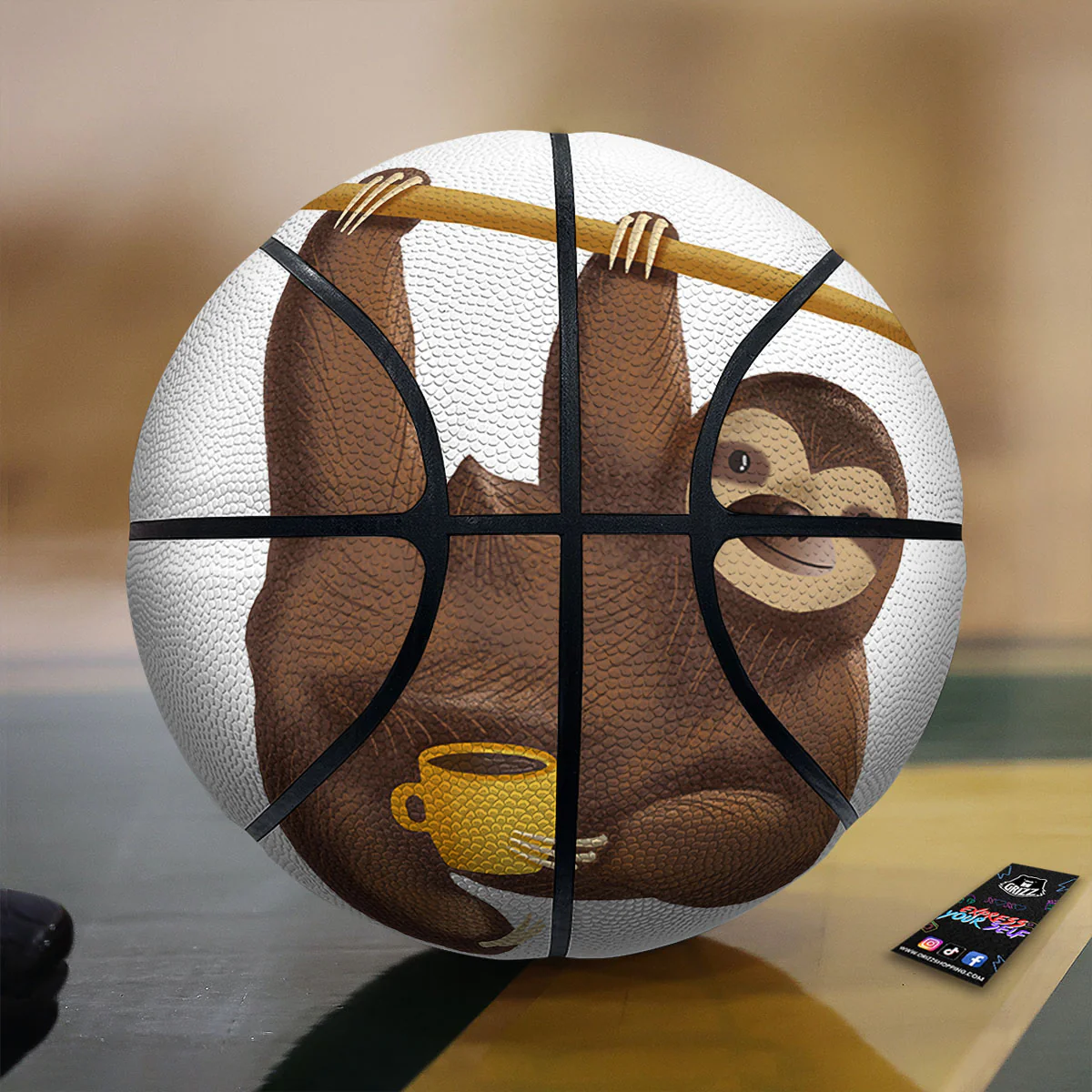 Sloth Happy Print Basketball