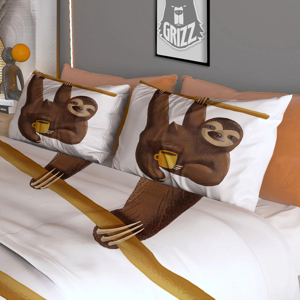 Sloth Happy Print Duvet Cover Bedding Set - Image 3