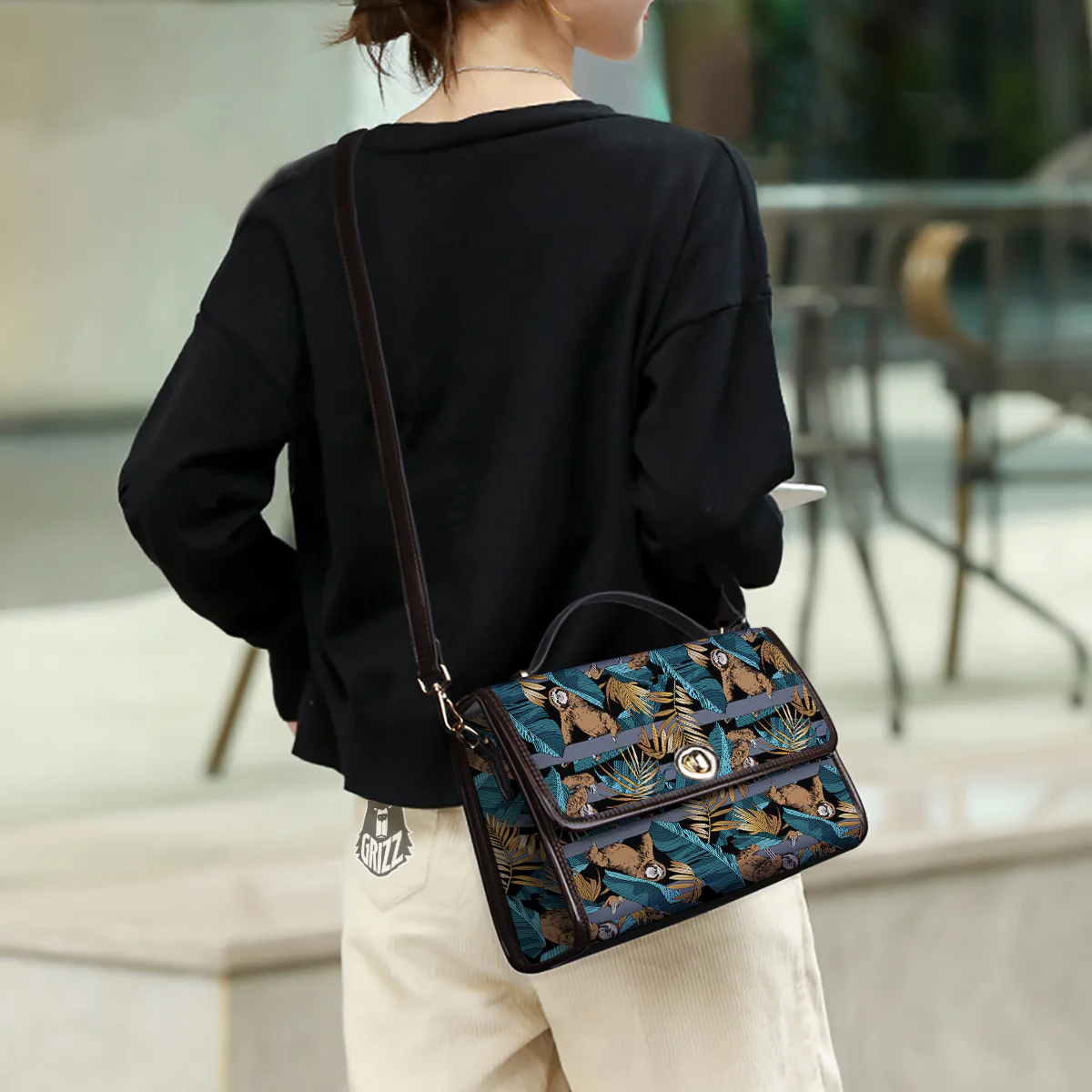Sloth Tropical Print Pattern Women's Satchel Bag - Image 3