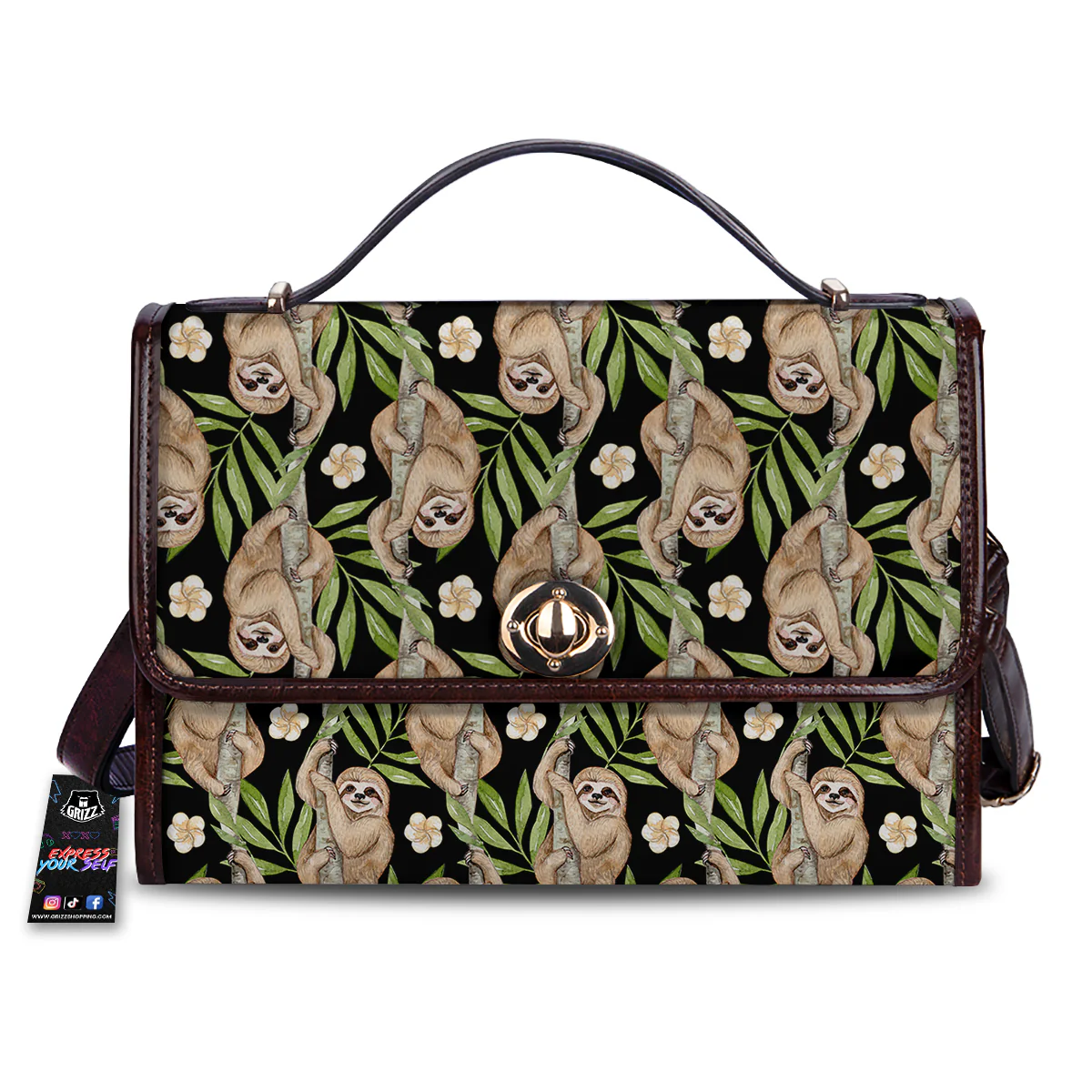 Sloth Watercolor Print Pattern Women's Satchel Bag