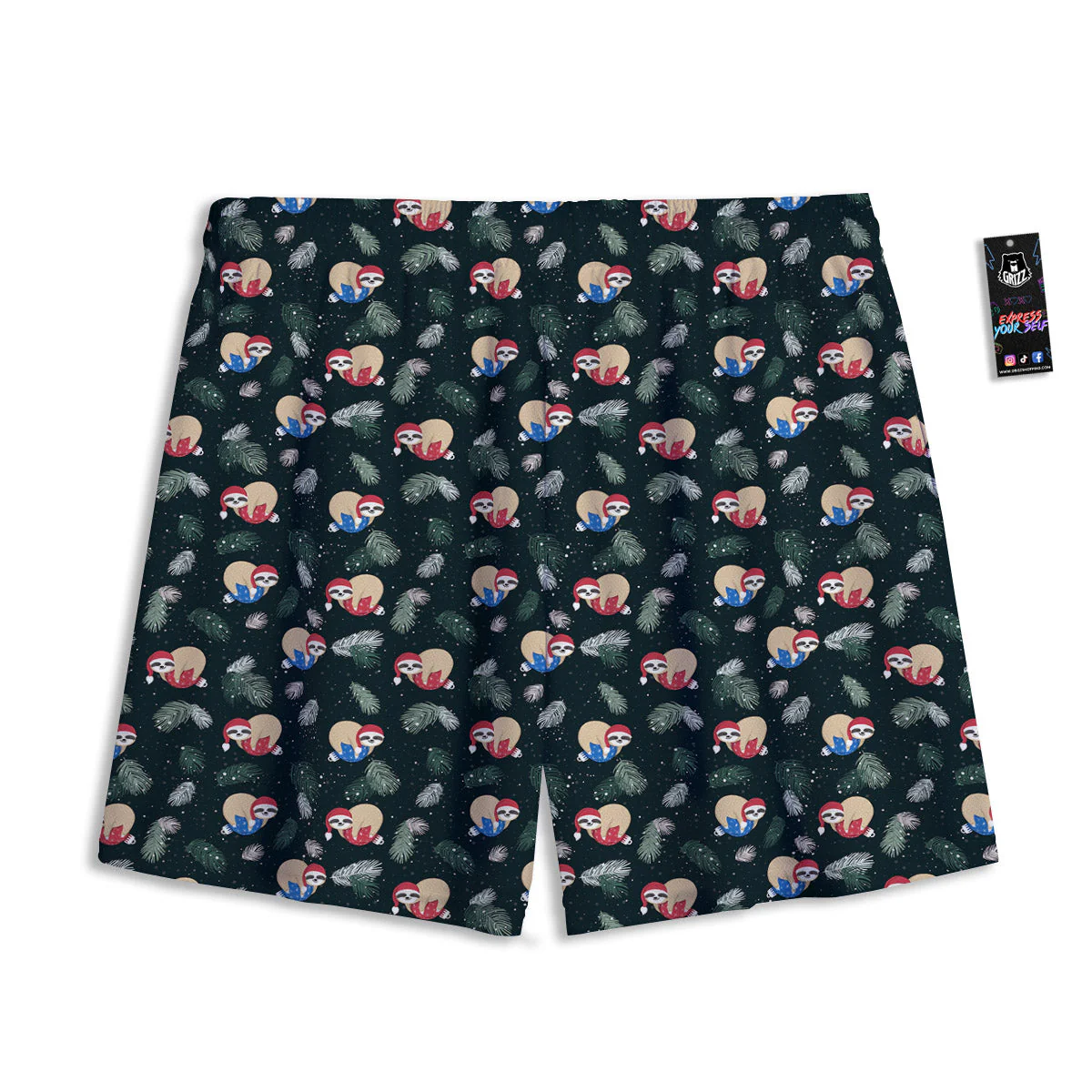 Sloths Sleeping Christmas Print Pattern Mesh Shorts - Image 2