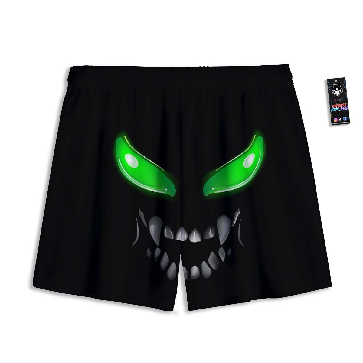 Smiley Face Monster Black Print Mesh Shorts - Image 2