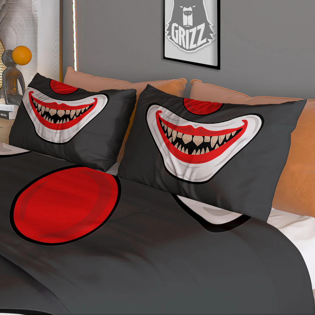 Smiling Clown Halloween Print Duvet Cover Bedding Set - Image 3