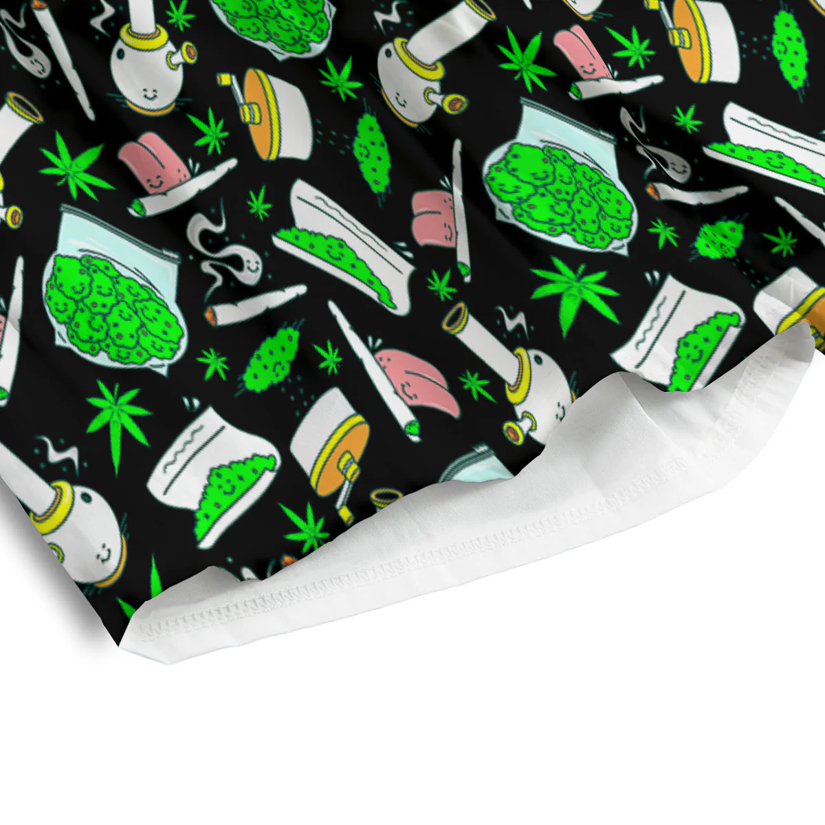 Smoke Weed Green Neon Print Pattern Men's Athletic Shorts - Image 4