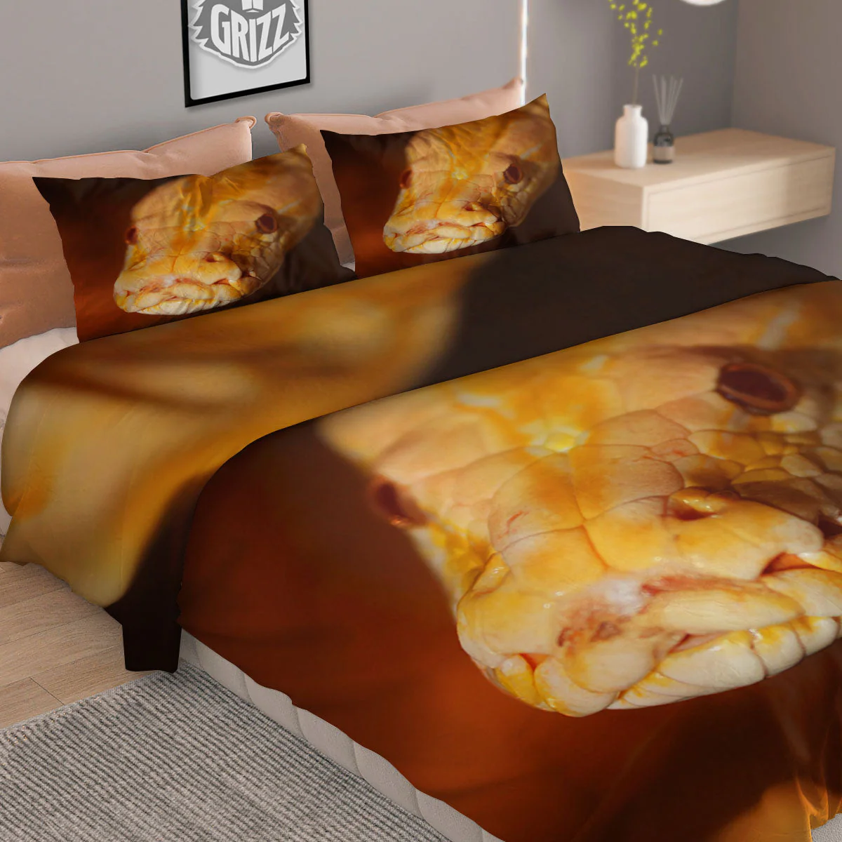 Snake Albino Print Duvet Cover Bedding Set - Image 2