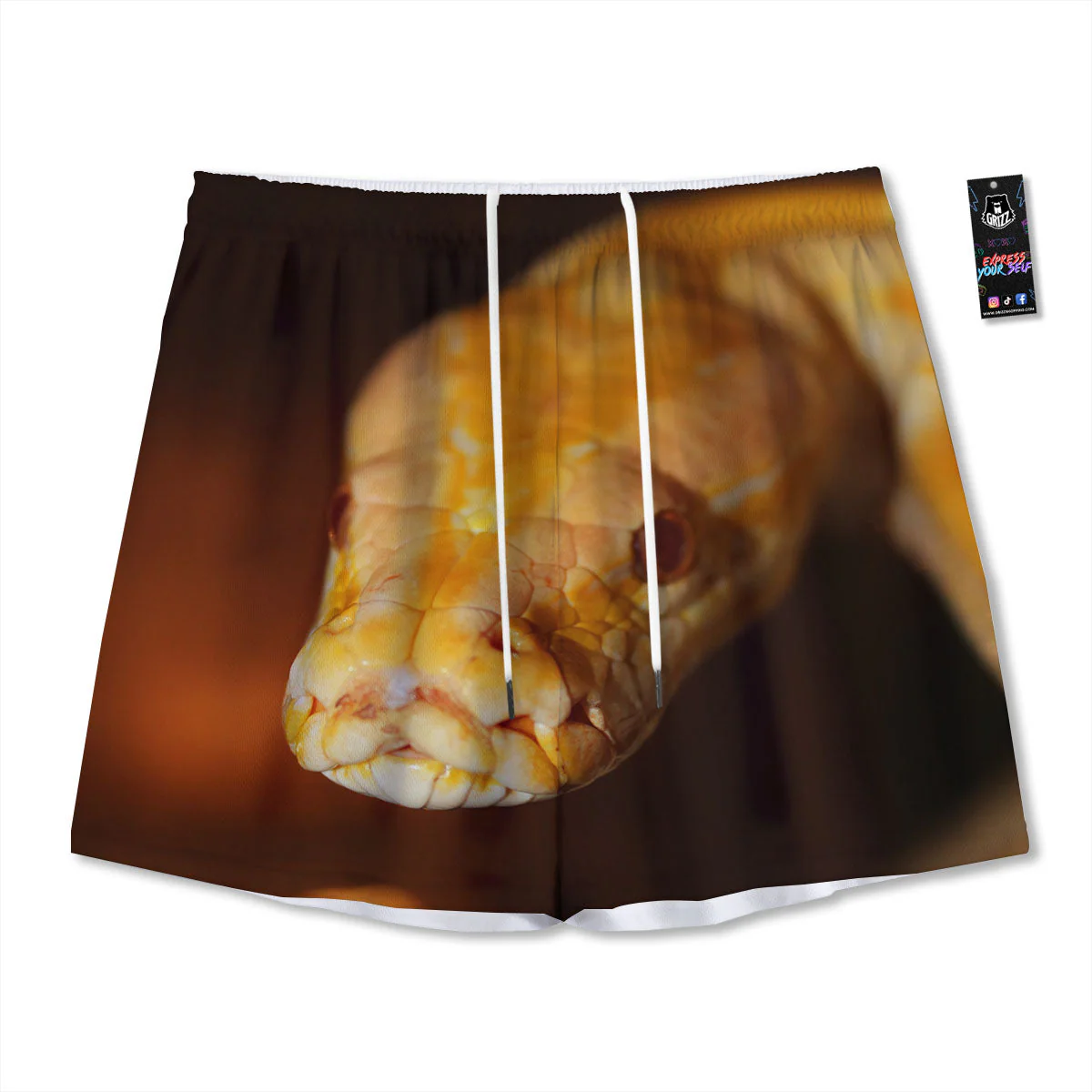 Snake Albino Print Mesh Shorts