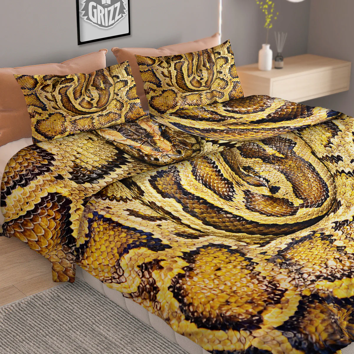 Snake Burmese Python Print Duvet Cover Bedding Set - Image 2
