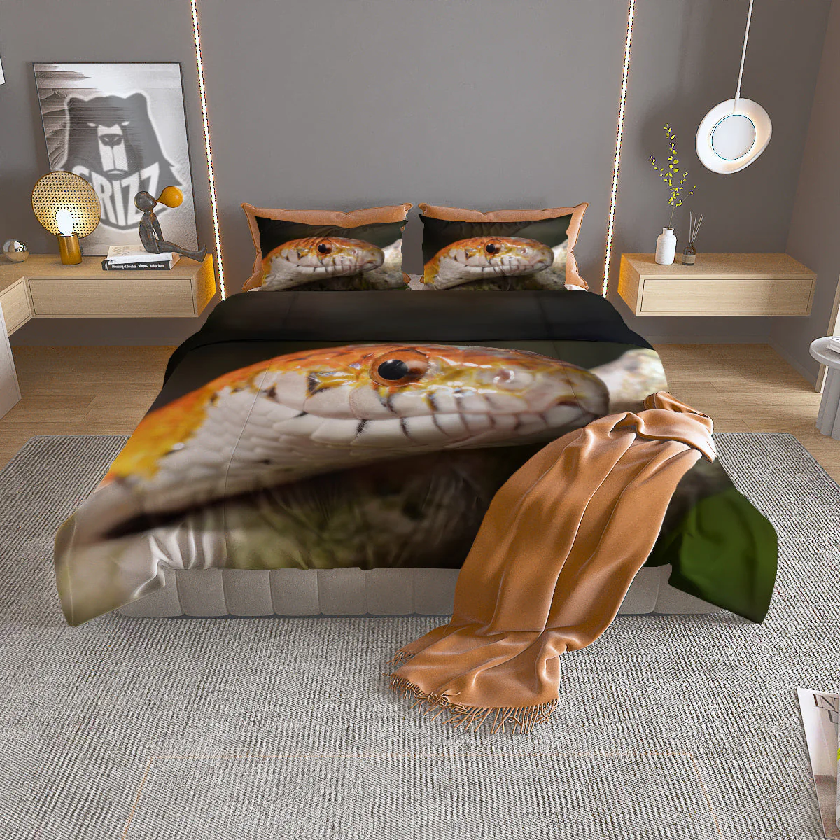 Snake Corn Print Duvet Cover Bedding Set