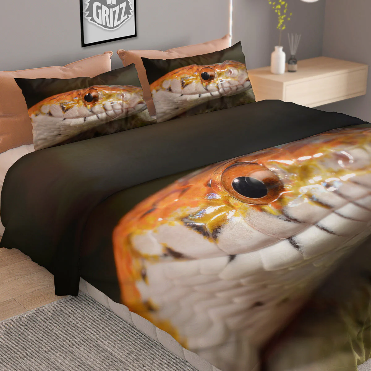 Snake Corn Print Duvet Cover Bedding Set - Image 2