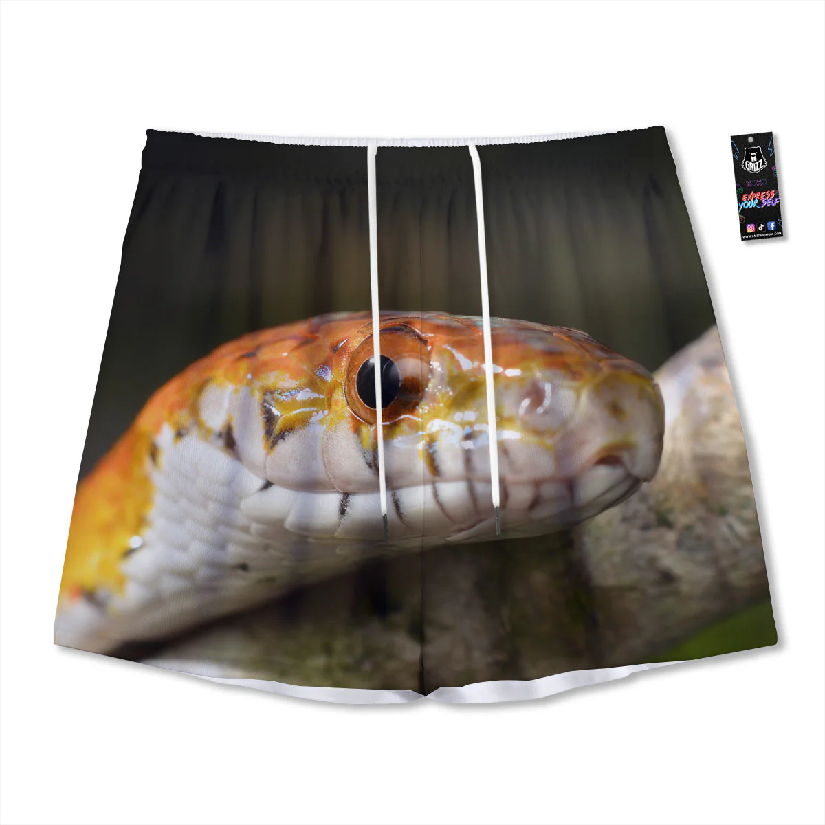 Snake Corn Print Mesh Shorts