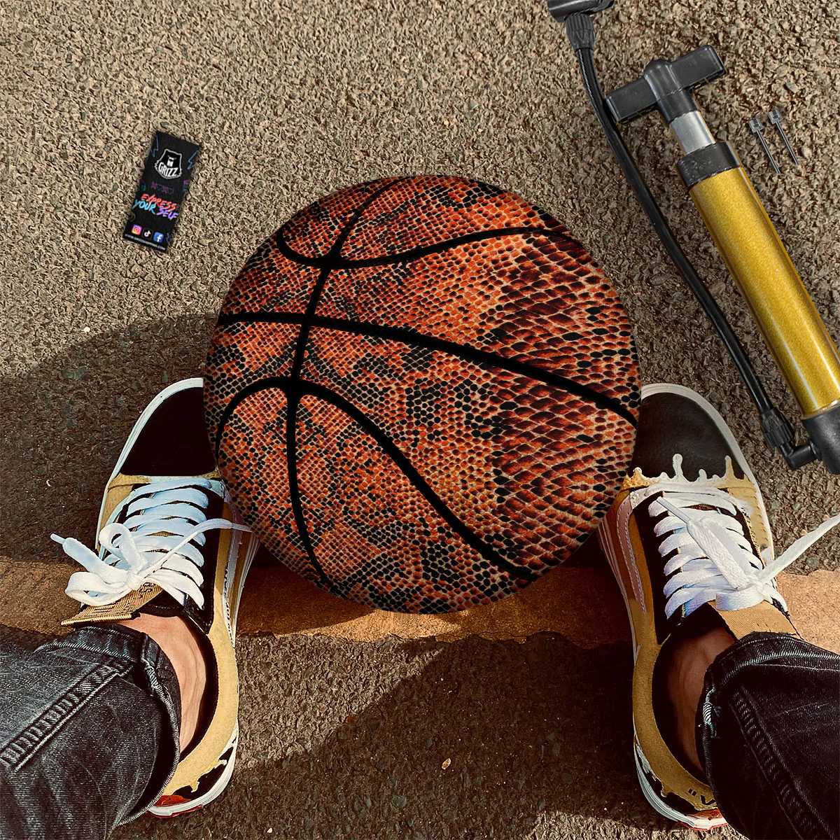 Snake Orange Print Pattern Basketball - Image 2
