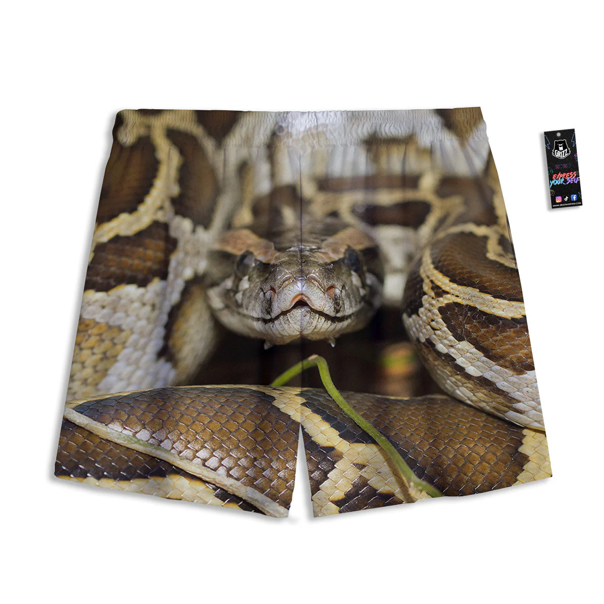 Snake Python Print Mesh Shorts - Image 2