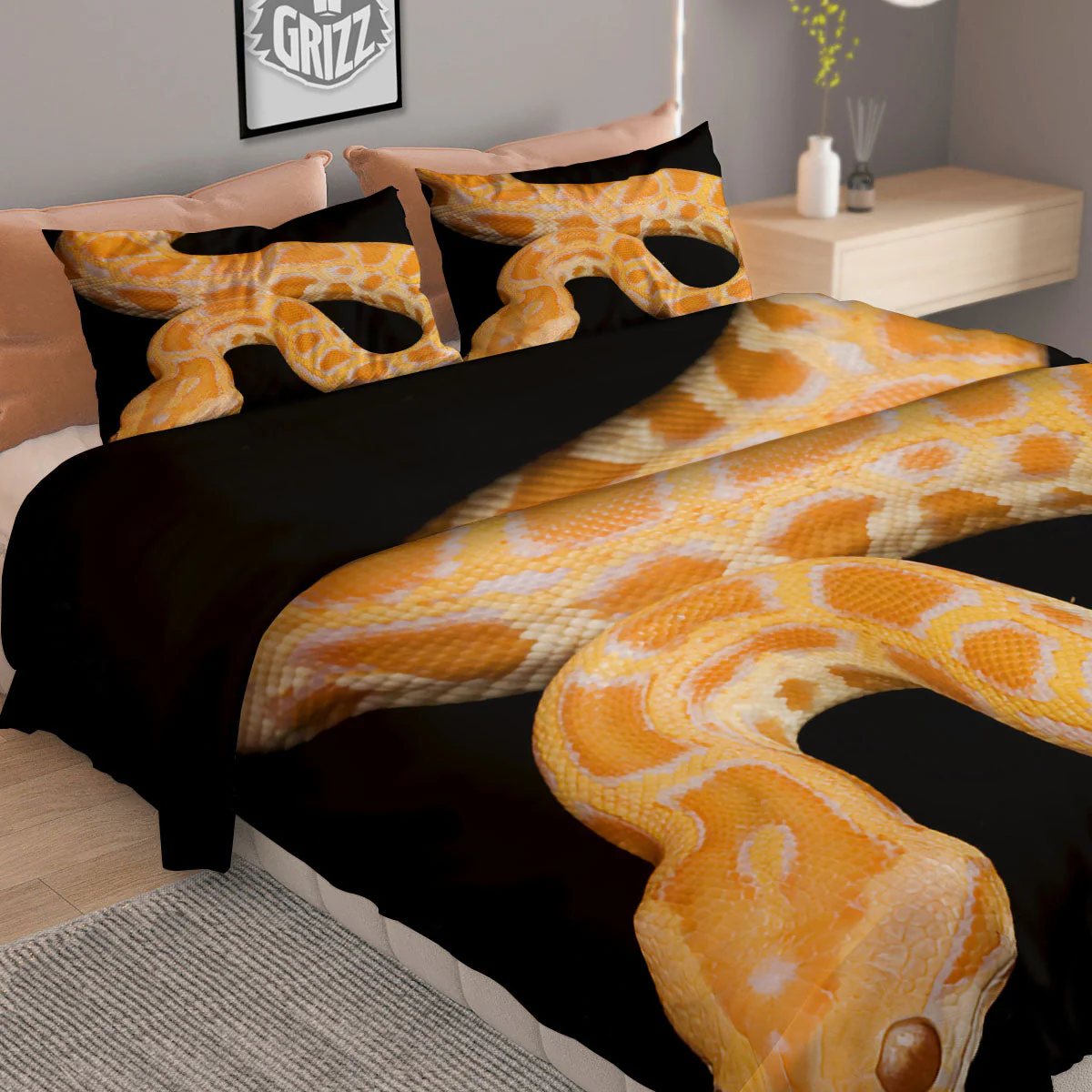 Snake Python Yellow Print Duvet Cover Bedding Set - Image 2