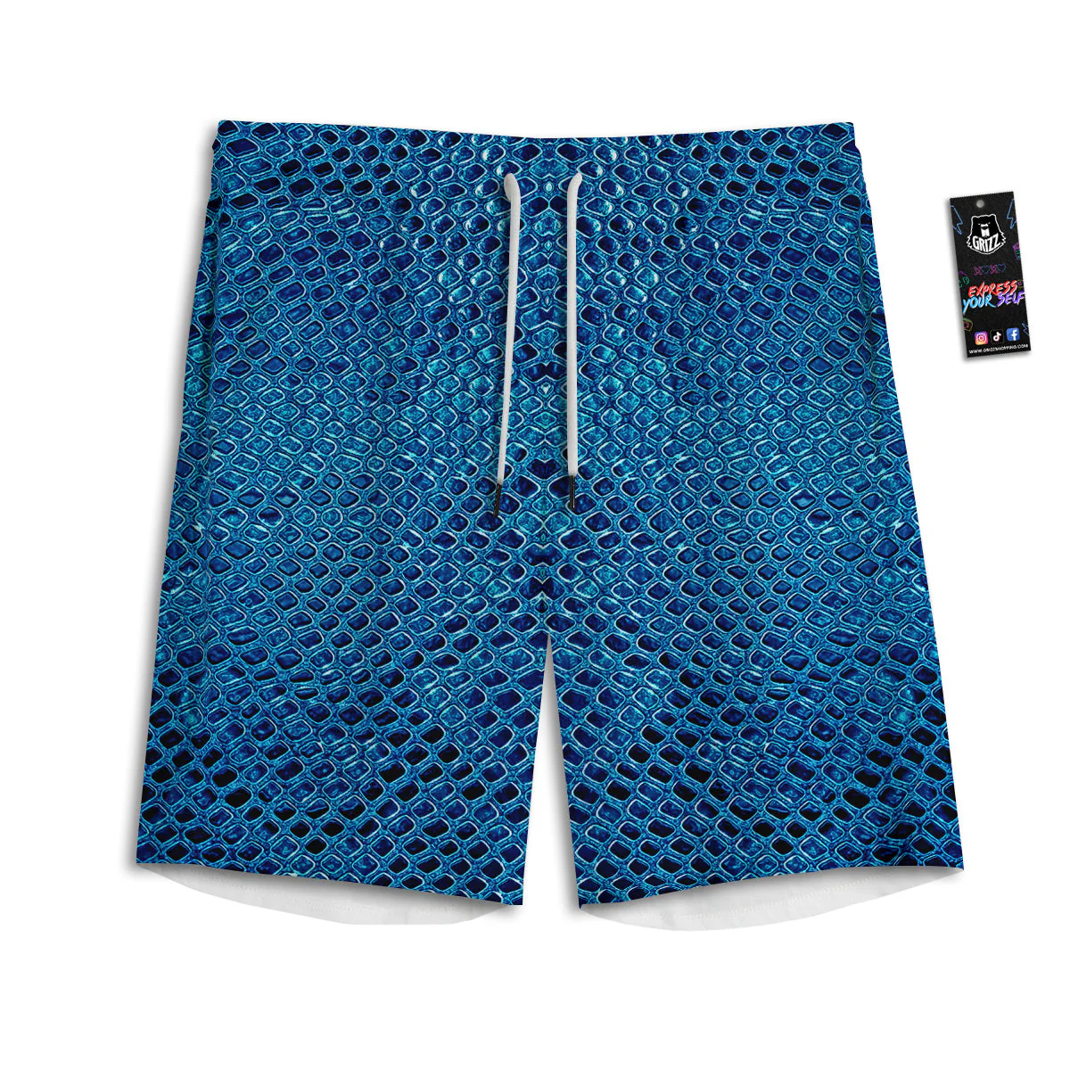 Snake Skin Blue Print Men's Athletic Shorts