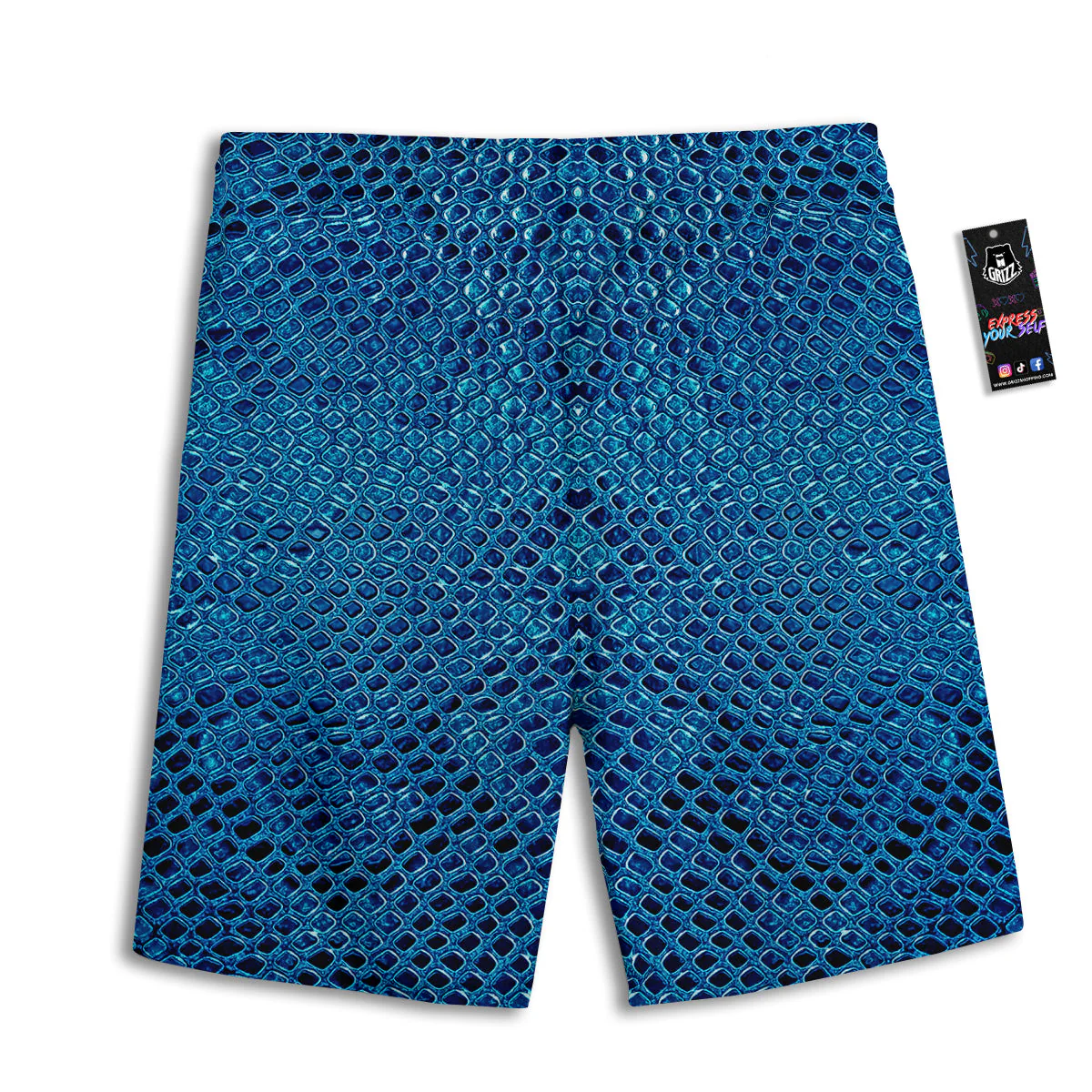 Snake Skin Blue Print Men's Athletic Shorts - Image 2