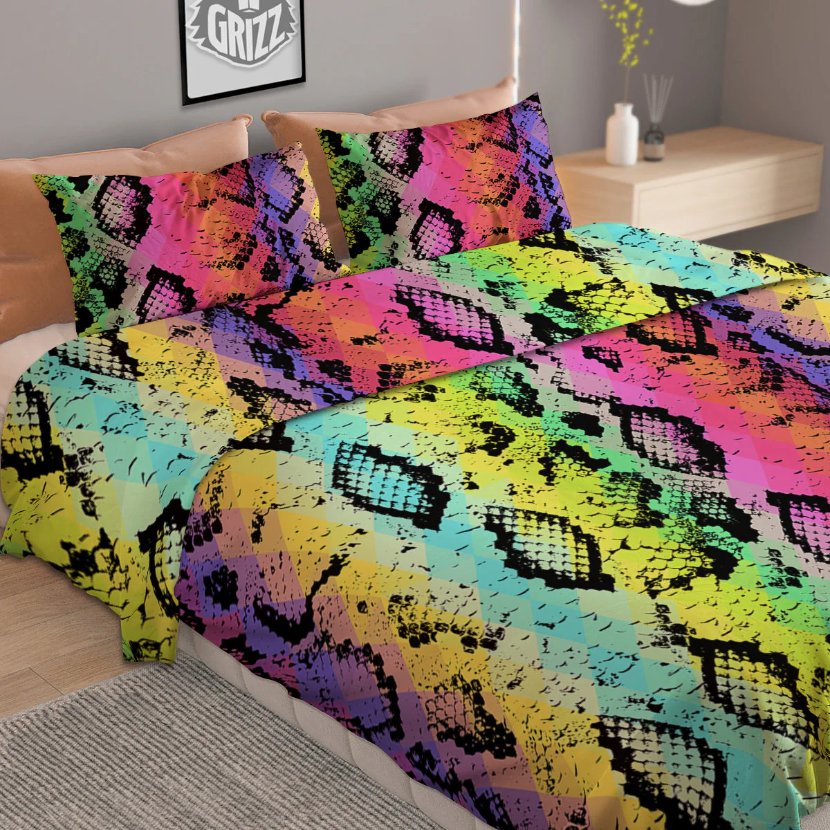 Snake Skin Psychedelic Print Duvet Cover Bedding Set - Image 2