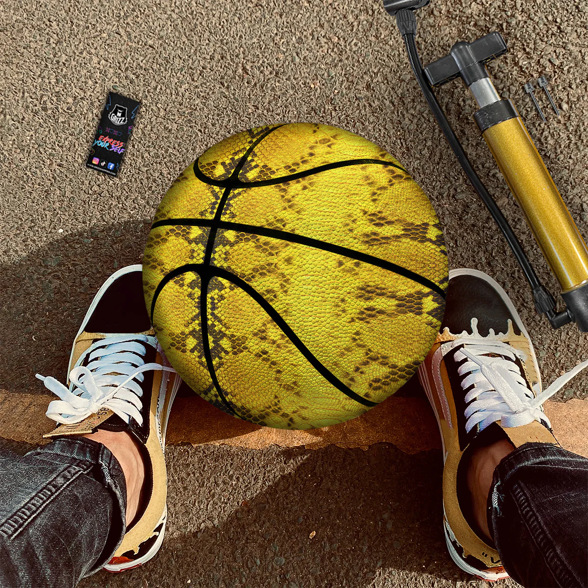 Snake Skin Yellow Print Basketball - Image 2