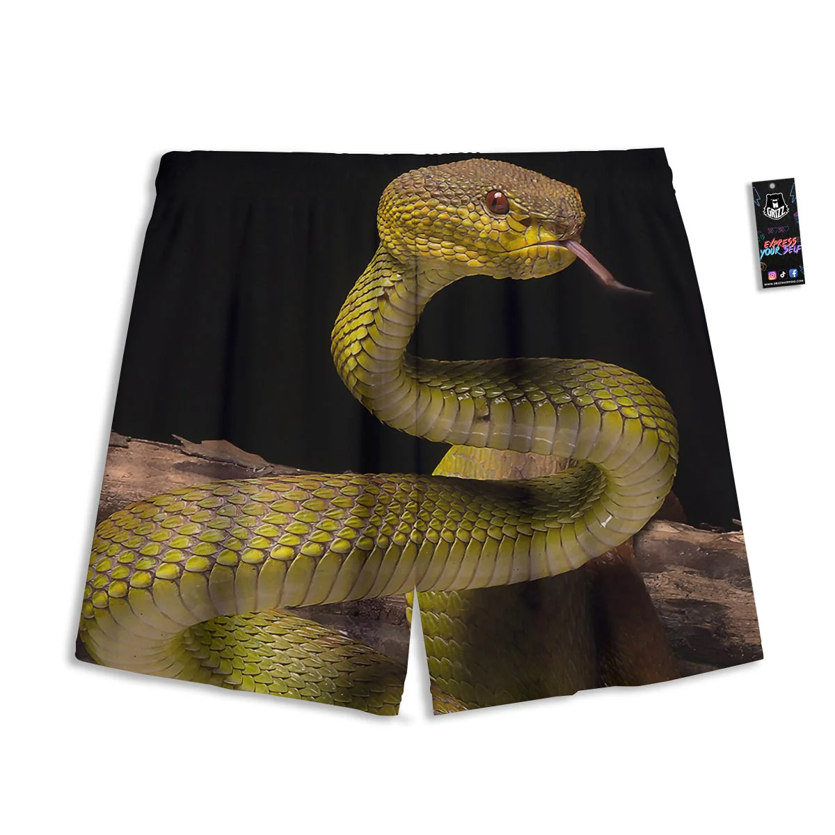 Snake Trimeresurus Albolabris Print Mesh Shorts - Image 2
