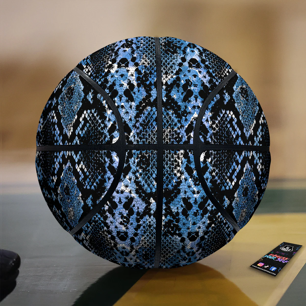 Snakeskin Black And Blue Print Basketball