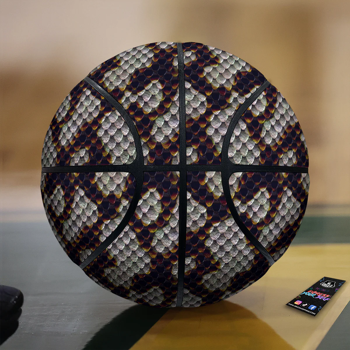 Snakeskin Black And White Texture Print Basketball