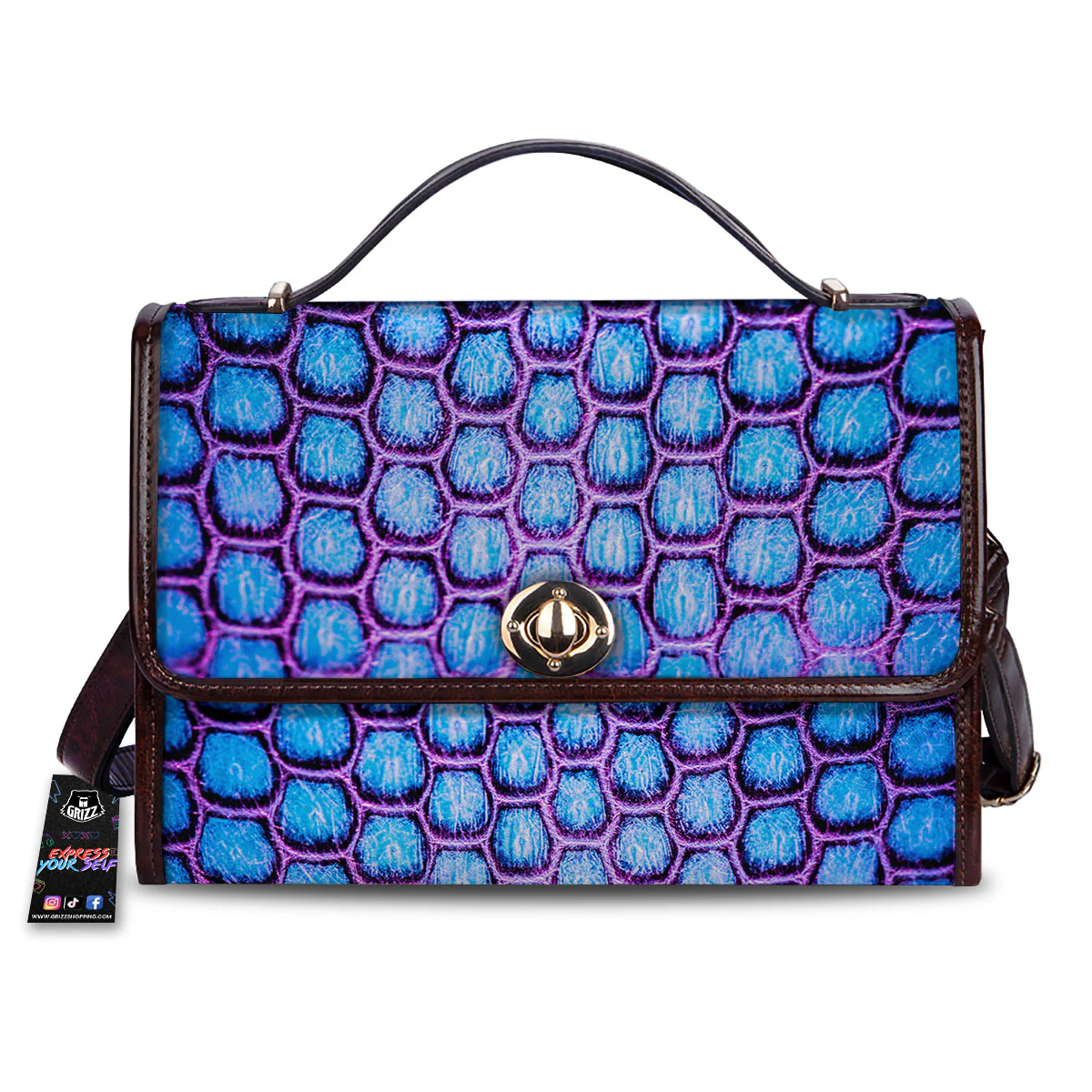 Snakeskin Blue And Purple Print Pattern Women's Satchel Bag
