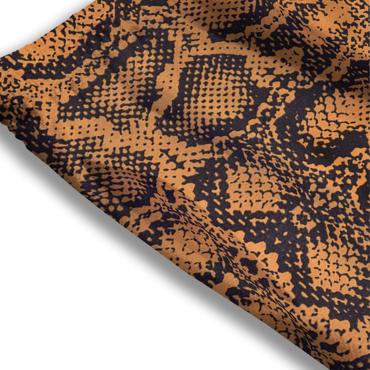 Snakeskin Orange Print Pattern Mesh Shorts - Image 3