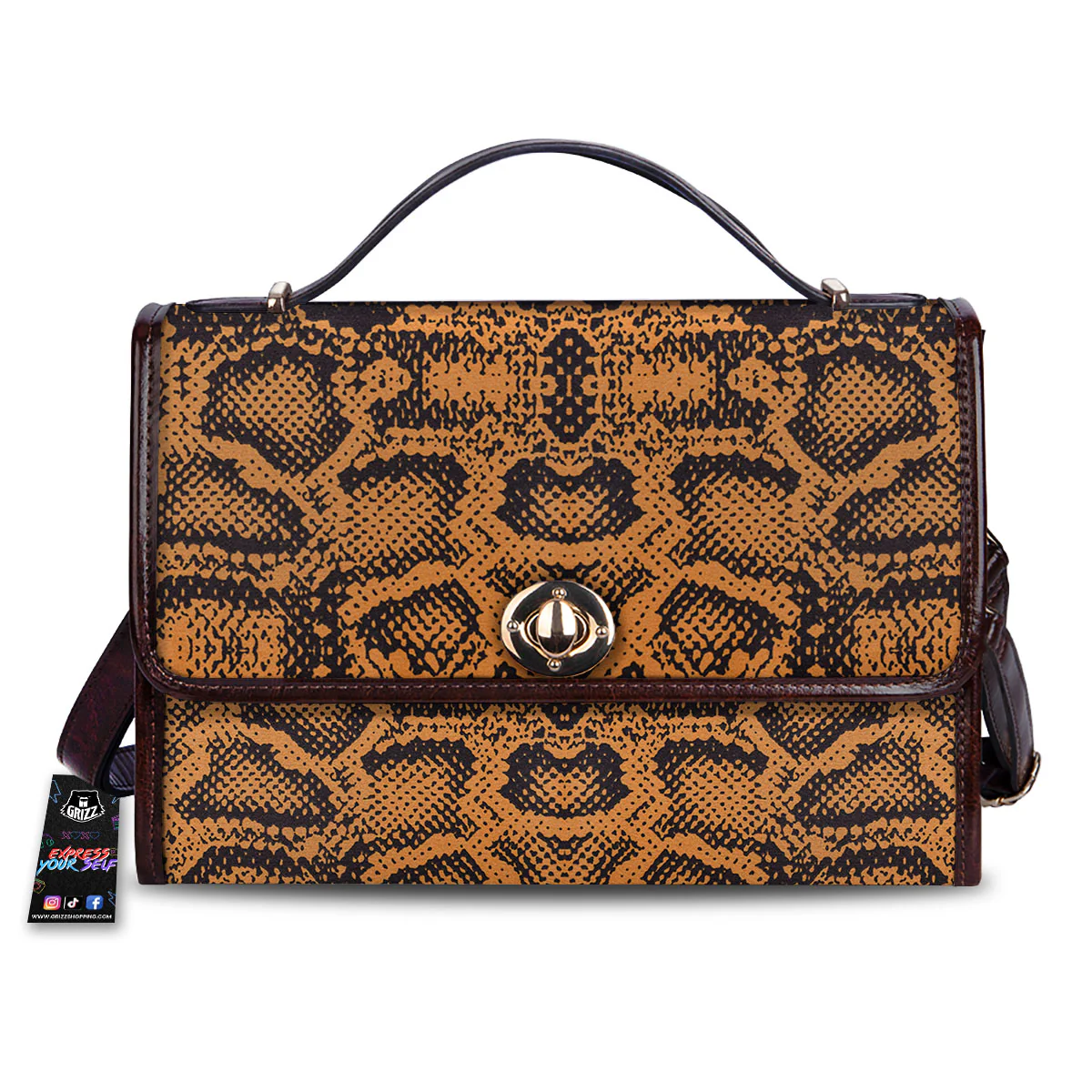 Snakeskin Orange Print Pattern Women's Satchel Bag