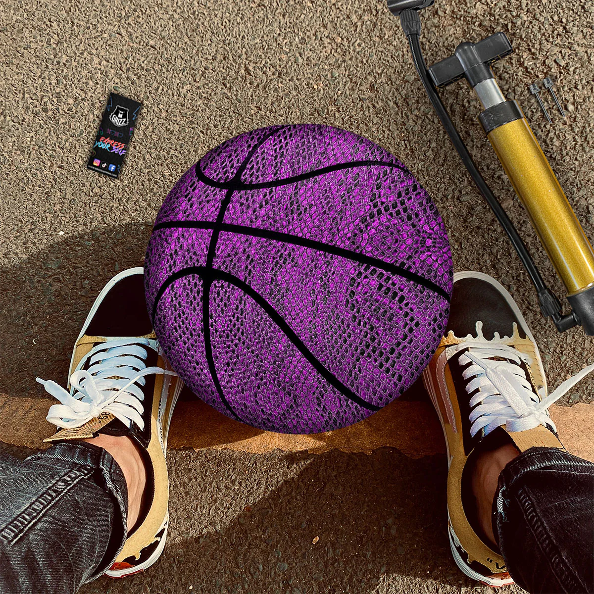 Snakeskin Purple Print Pattern Basketball - Image 2