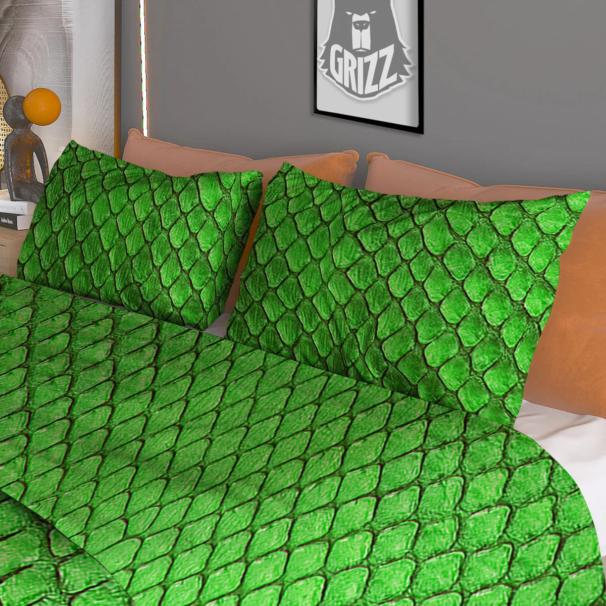 Snakeskin Python Green Print Duvet Cover Bedding Set - Image 3