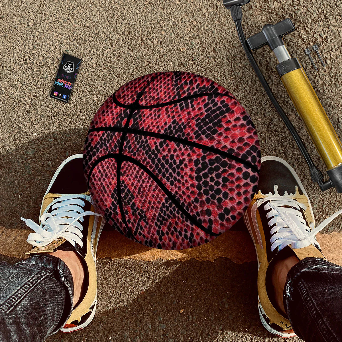Snakeskin Python Red Print Basketball - Image 2