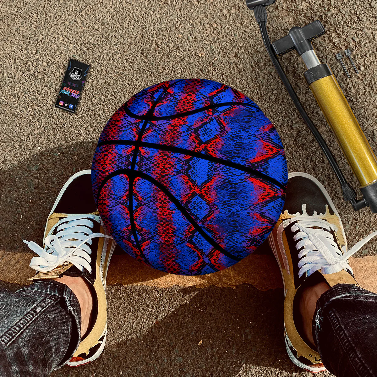 Snakeskin Red And Blue Print Basketball - Image 3