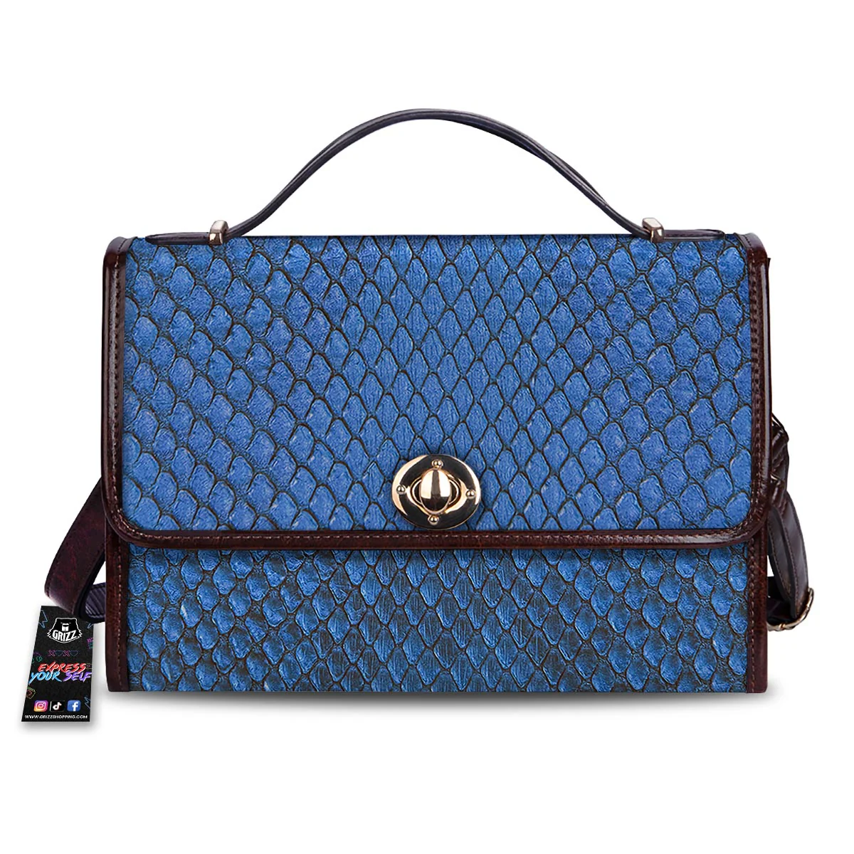 Snakeskin Steel Blue Print Women's Satchel Bag
