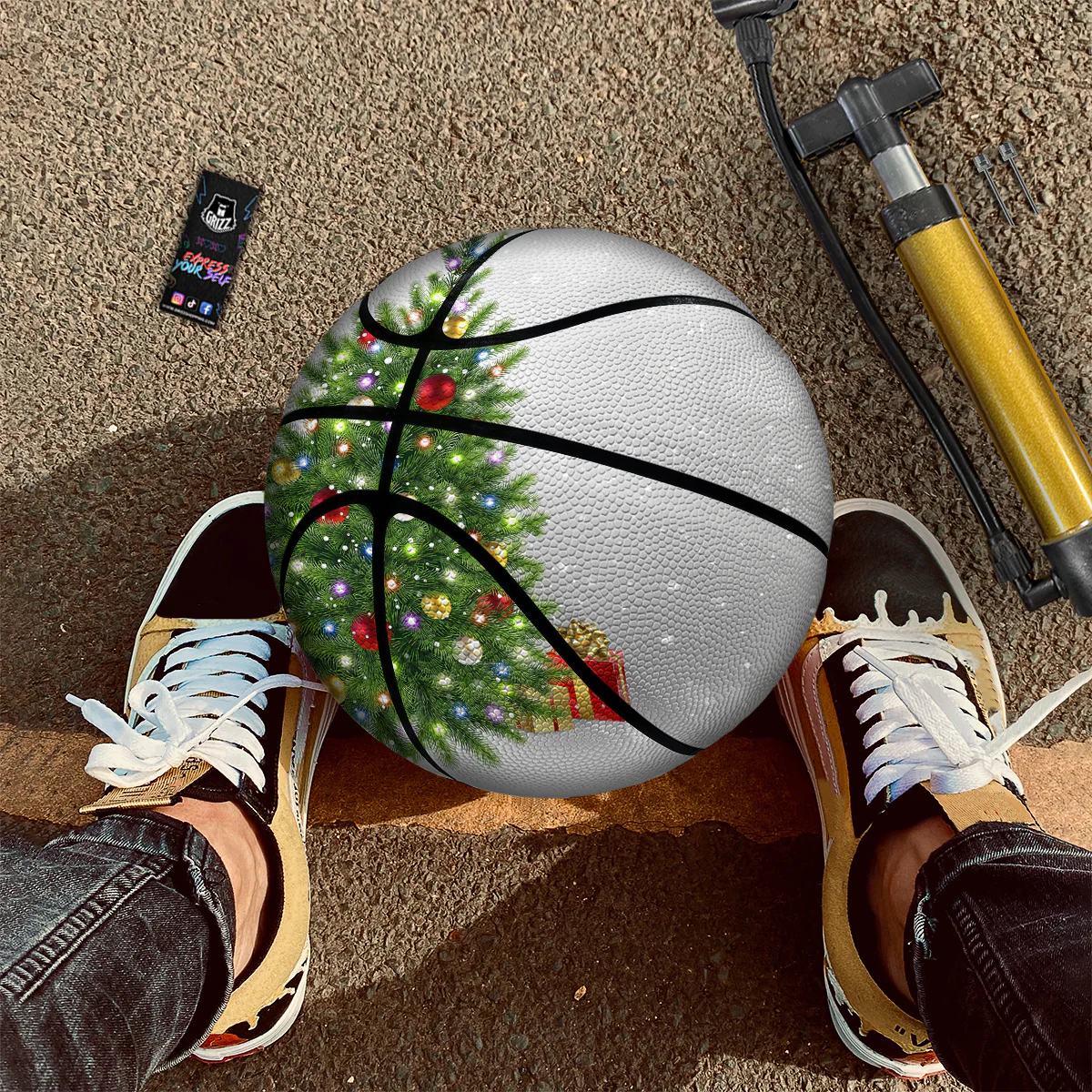 Snow And Christmas Tree Print Basketball - Image 3