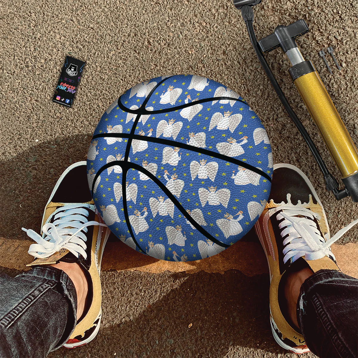 Snowflake And Angel Print Pattern Basketball - Image 2