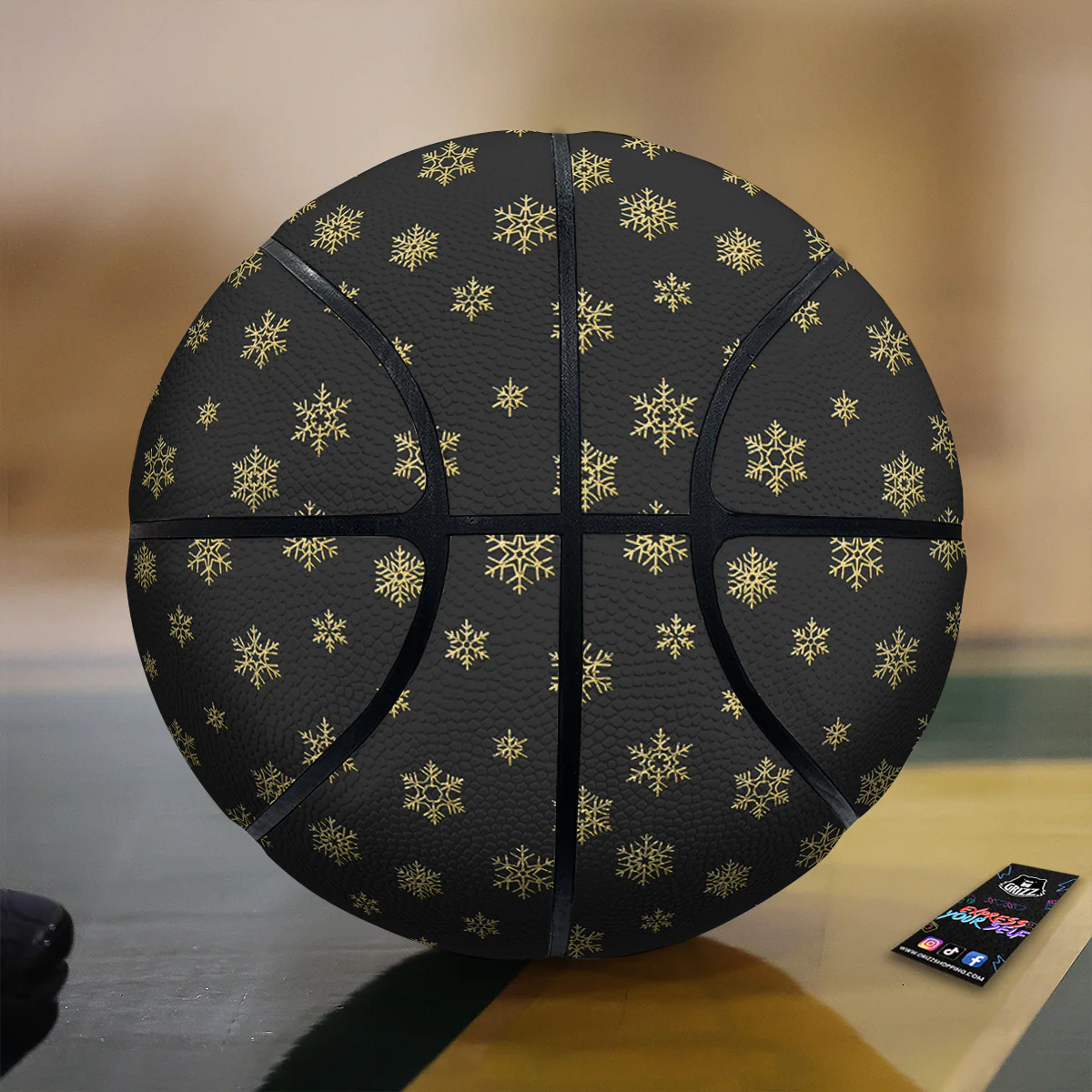 Snowflake Gold And Black Print Pattern Basketball
