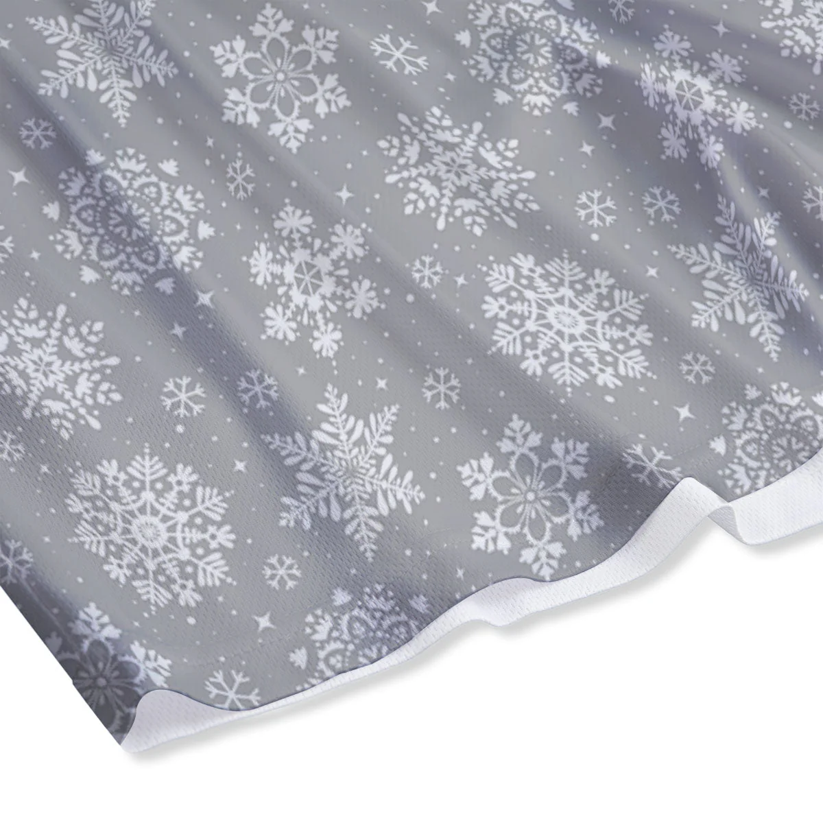 Snowflake Grey And White Print Pattern Mesh Shorts - Image 4
