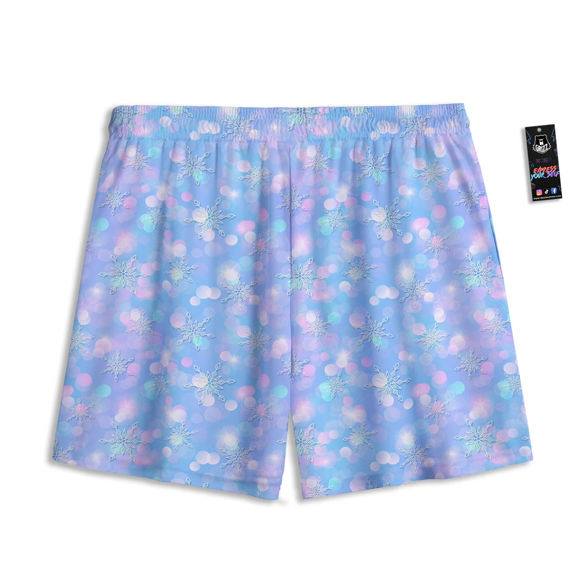 Snowflake Pastel Color Print Pattern Mesh Shorts - Image 2