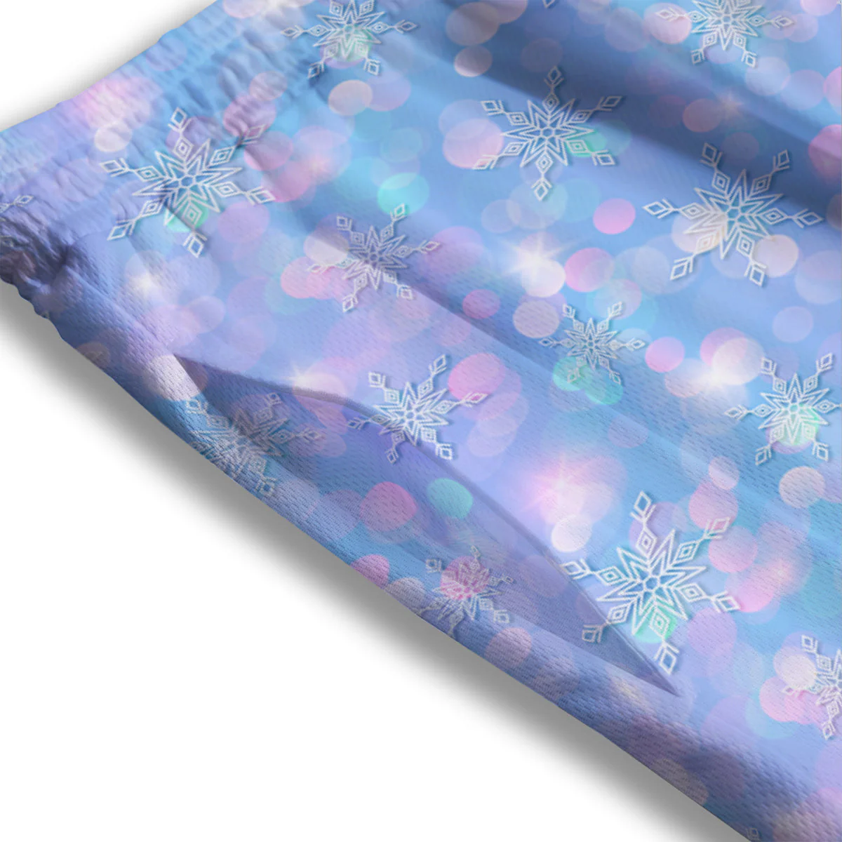 Snowflake Pastel Color Print Pattern Mesh Shorts - Image 3