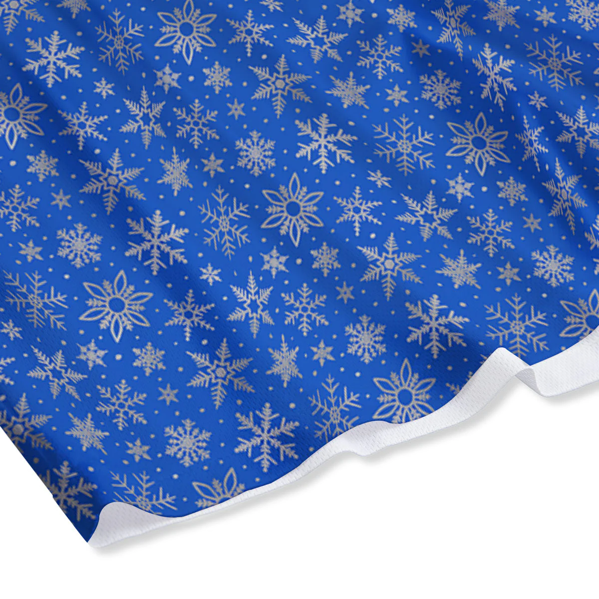 Snowflake Silver And Blue Print Pattern Mesh Shorts - Image 4